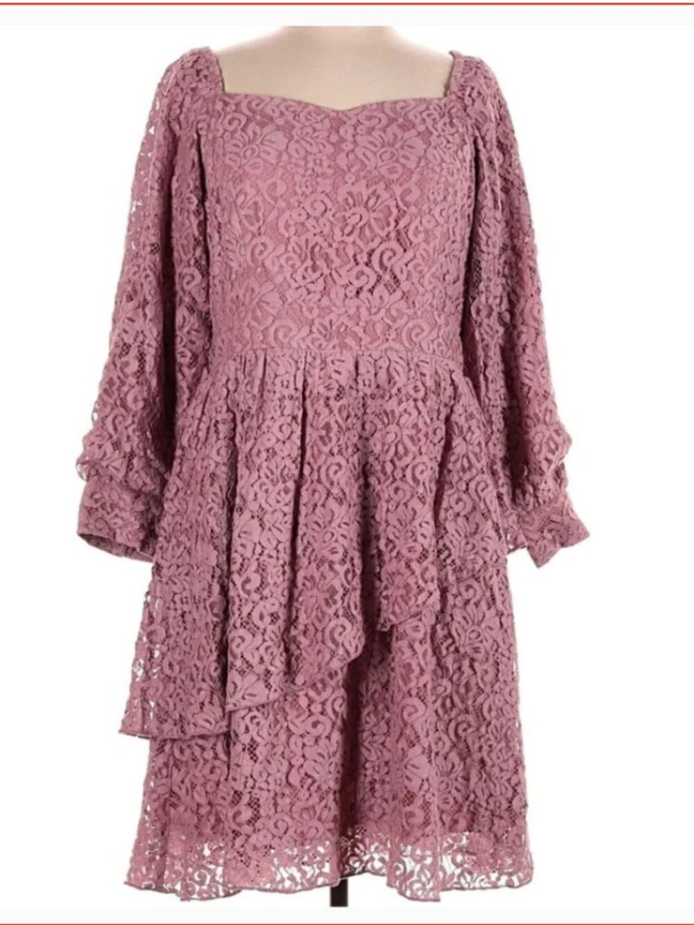 JessaKae Mauve Lace Tiered Mini Dress | Women's 2X | NWT